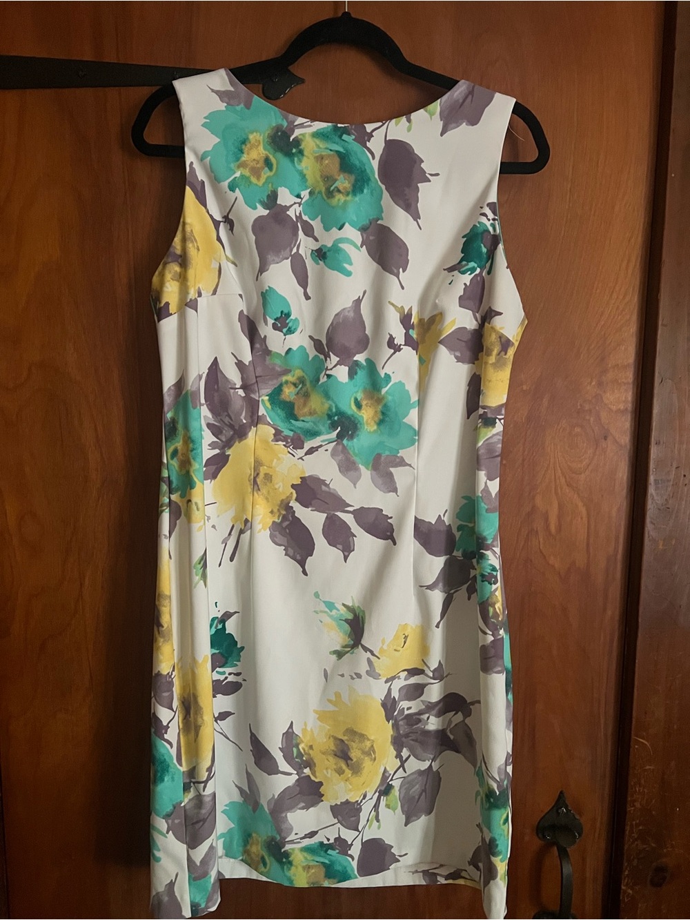 Alyx White Midi Dress with Teal, Yellow & Gray Floral Print